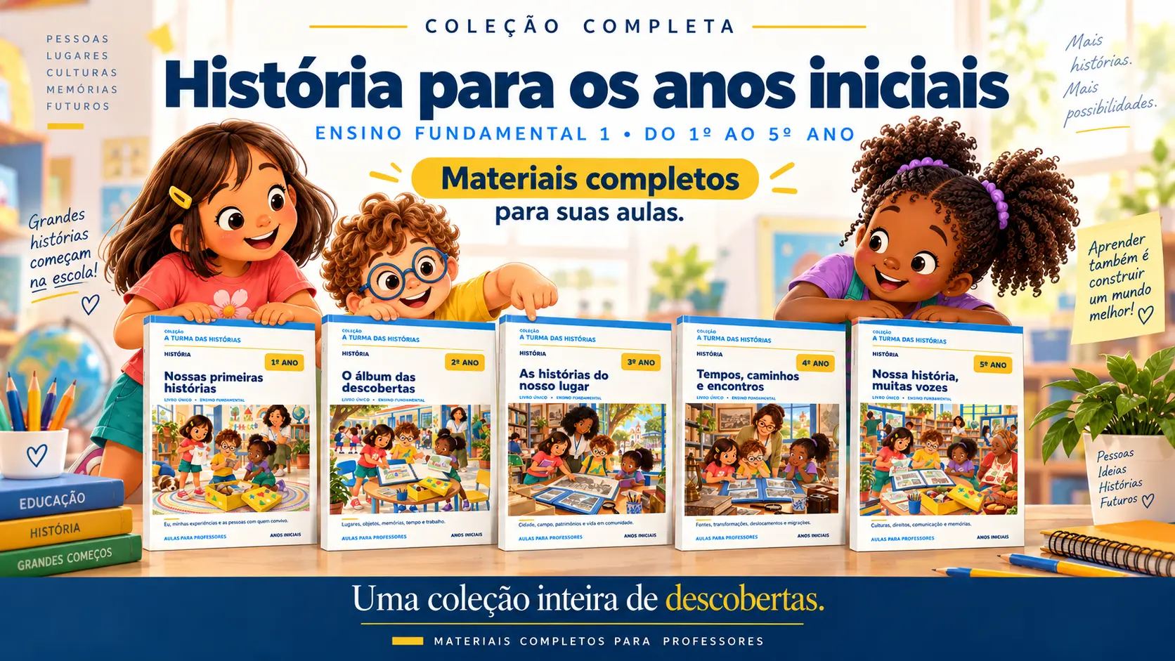 Coleção completa com os cinco livros e os personagens Lia, Bento e Zoe